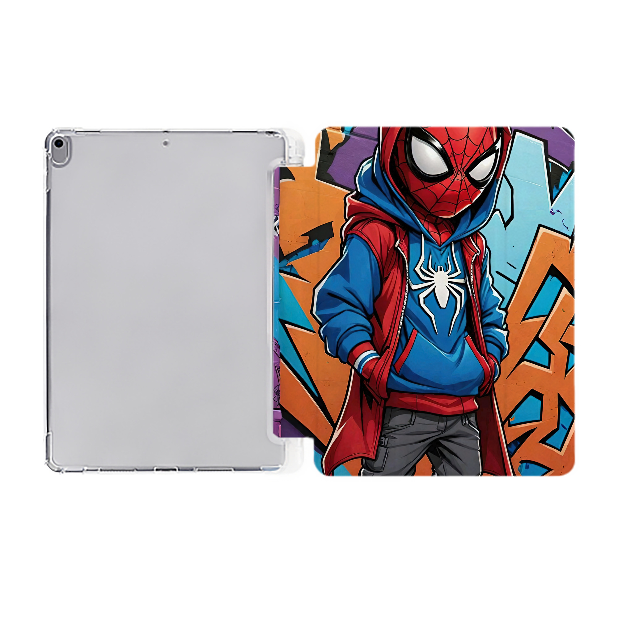 （画像用） Spider Man スパイダーマン IPad ケース ペン収納付き 三つ折りスタンド PUレザー×シリコン 対応機種9.5/10.5/10.9インチ